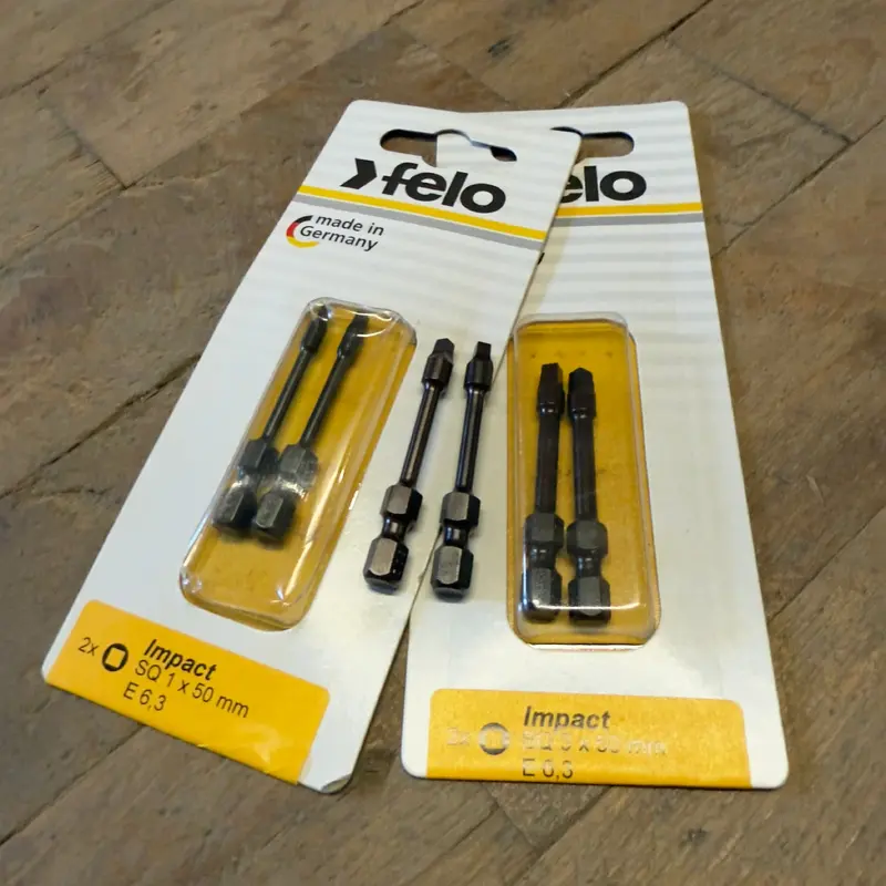 6 piece Felo Impact Bit Set 2" Square (#1, #2 & #3)