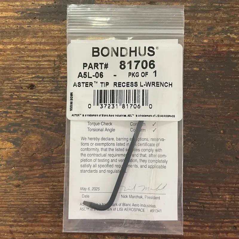 Bondhus 6/32 Aster Recess L-Wrench (81706)