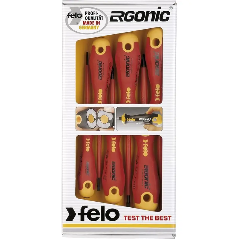 Felo 6 pc Ergonic Insulated Slotted & Phillips Screwdriver Set (53169)