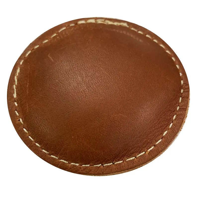 2-1/2" Circle Shot-Filled Leather (Map) Paperweight (148-LW)