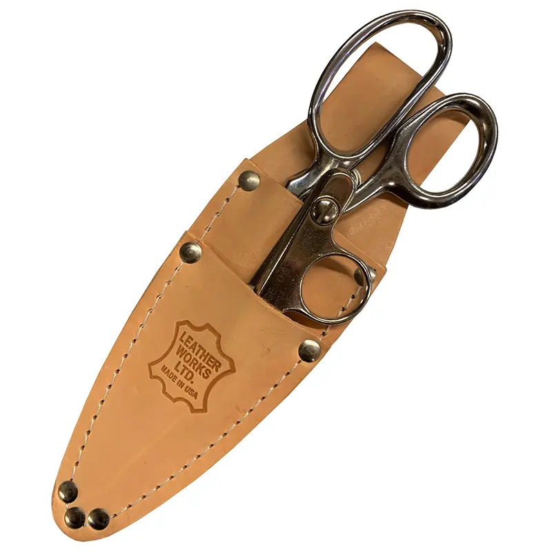 US Made Top Grain Leather 2 Pocket Leatherworker's Scissor Sheath w/ Snap (SX3)