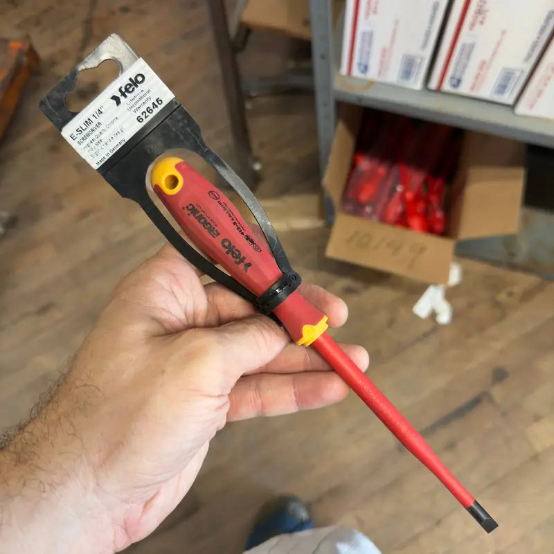 Felo E-slim Insulated Slotted 1/4" Flat Blade Ergonic VDE Screwdriver (62645)