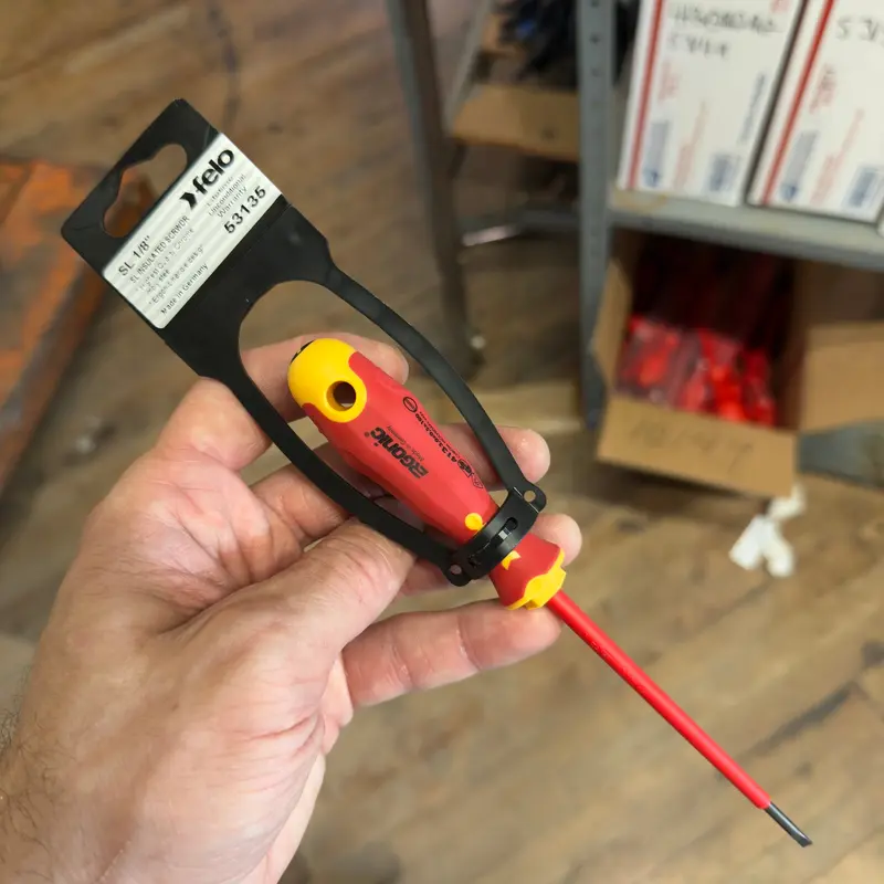 Felo Insulated Slotted 1/8" x 4" Length Ergonic VDE Screwdriver (53135)