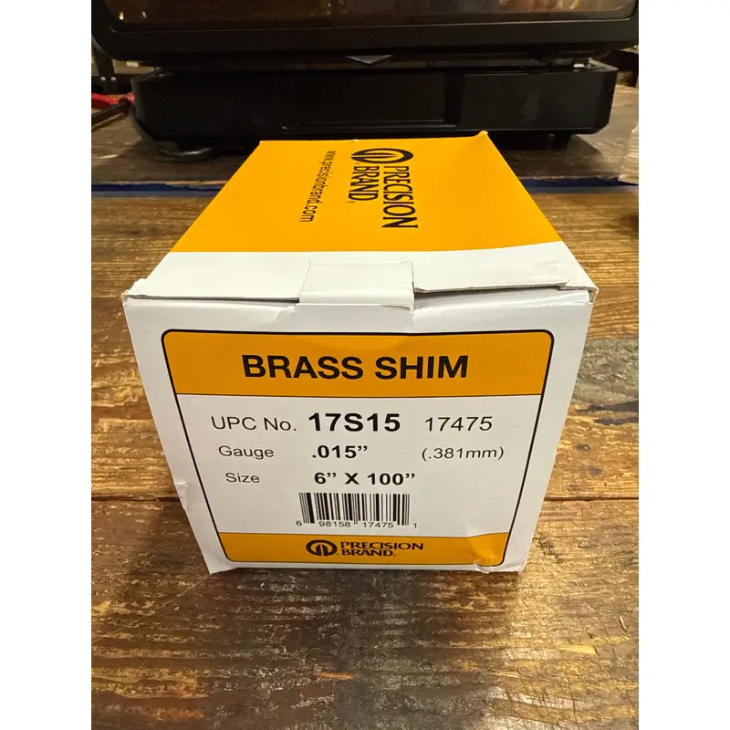 Precision Brand 0.015" Brass Shim Stock 6" x 100" Roll (17S15)