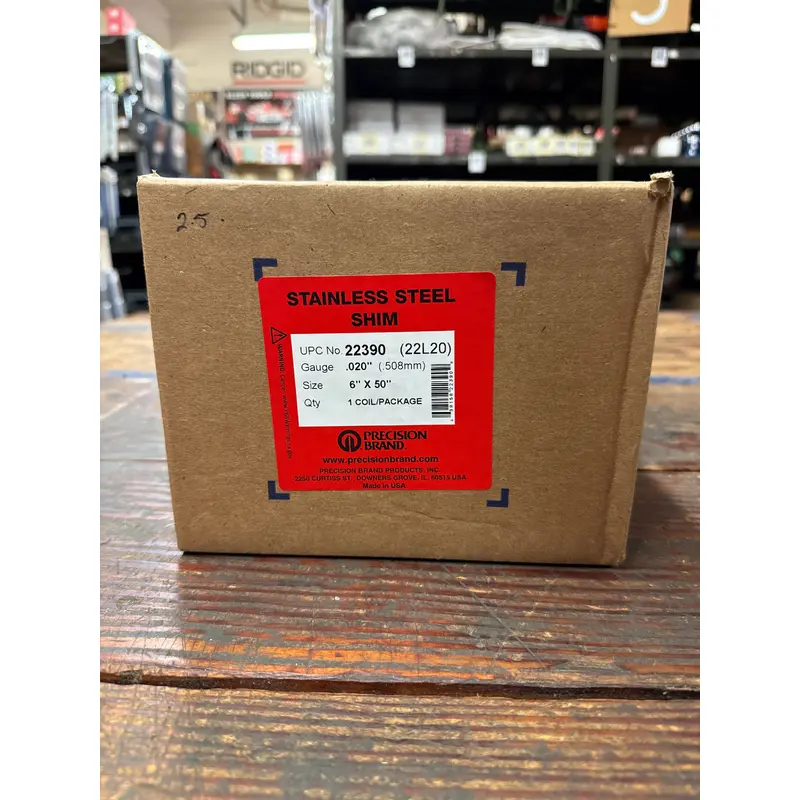 Precision Brand 0.020" Stainless Steel Shim Stock 6" x 50" Roll (22L20)
