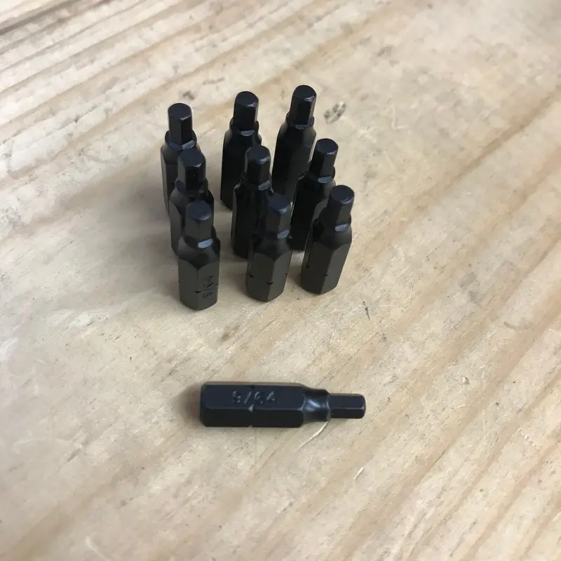 Set of Ten 9/64" x 1" Hex Allen Screwdriver Bits (10-HEXBITS)