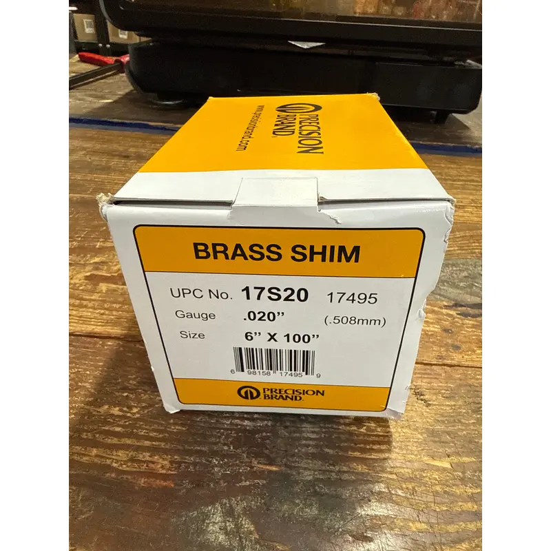 Precision Brand 0.020" Brass Shim Stock 6" x 100" Roll (17S20)