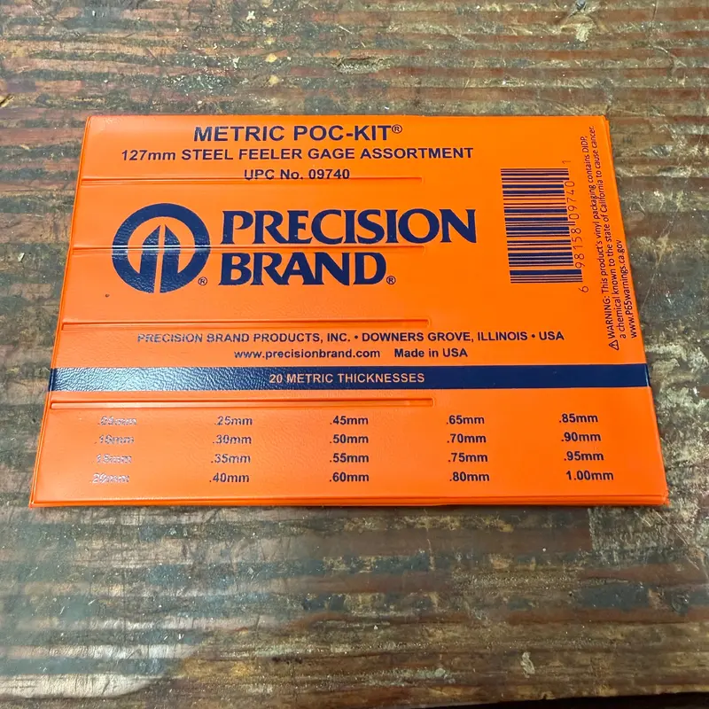 Precision Brand Steel 20 Piece Metric Feeler Gage Poc-Kit Asst 12.7mm x 127mm Blades (09740)
