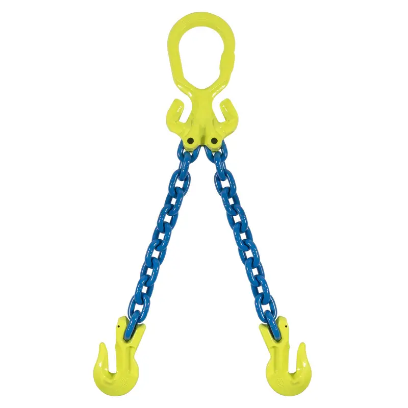 1/2" x 15' - Adjustable 2 Leg Chain Sling w/ Gunnebo Chain and Grab Hooks - Grade 100