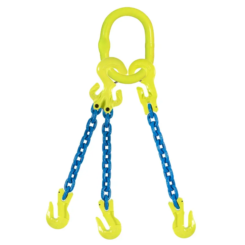 1/2" x 20' - Adjustable 3 Leg Chain Sling w/ Gunnebo Chain and Grab Hooks - Grade 100