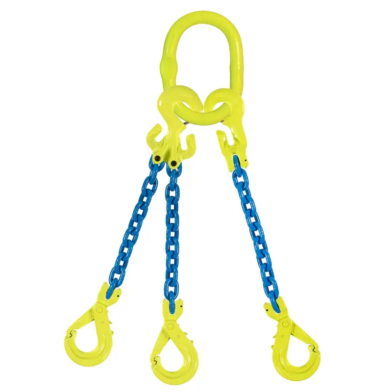 1/2" x 20' - Adjustable 3 Leg Chain Sling w/ Gunnebo Chain and Self-Locking Hooks - Grade 100