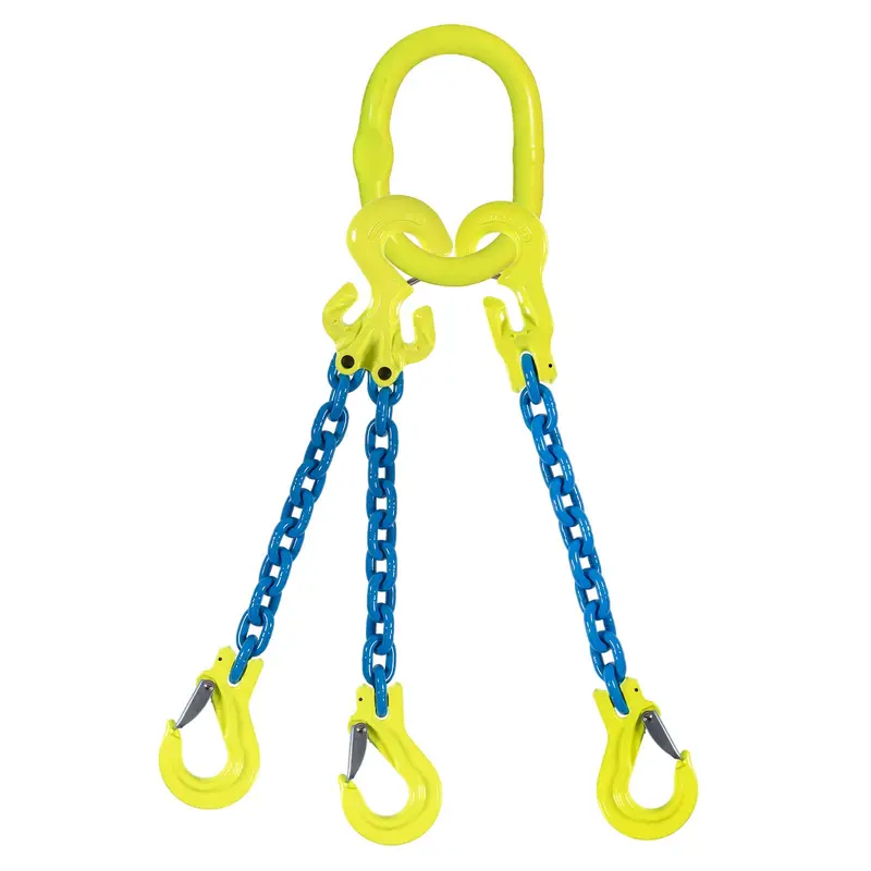 1/2" x 20' - Adjustable 3 Leg Chain Sling w/ Gunnebo Chain and Sling Hooks - Grade 100