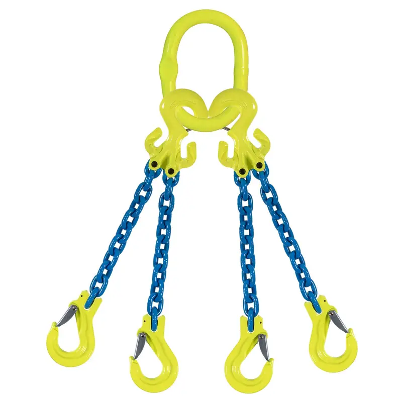 1/2" x 5' - Adjustable 4 Leg Chain Sling w/ Gunnebo Chain and Self-Locking Hooks - Grade 100
