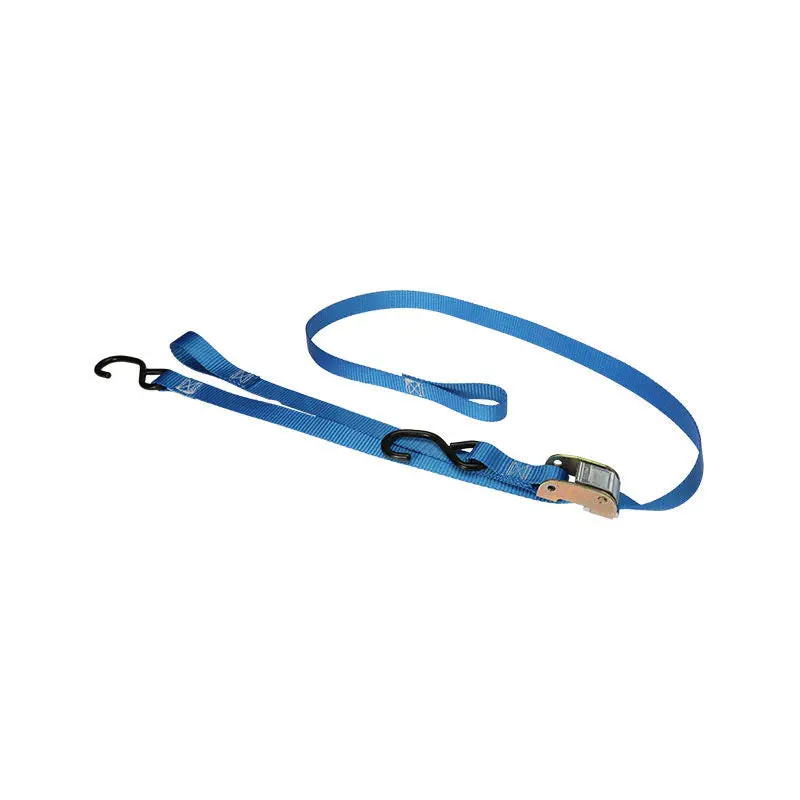 1" x 6' Cam Buckle Handlebar Strap w/S-Hooks & Pull Loop Blue