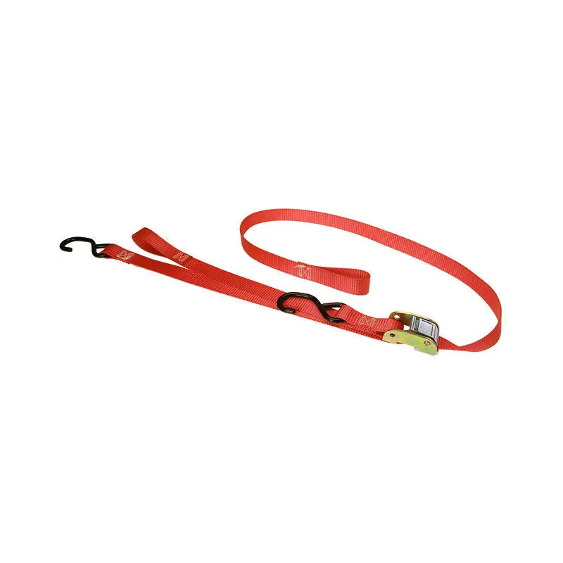 1" x 6' Cam Buckle Handlebar Strap w/S-Hooks & Pull Loop Red