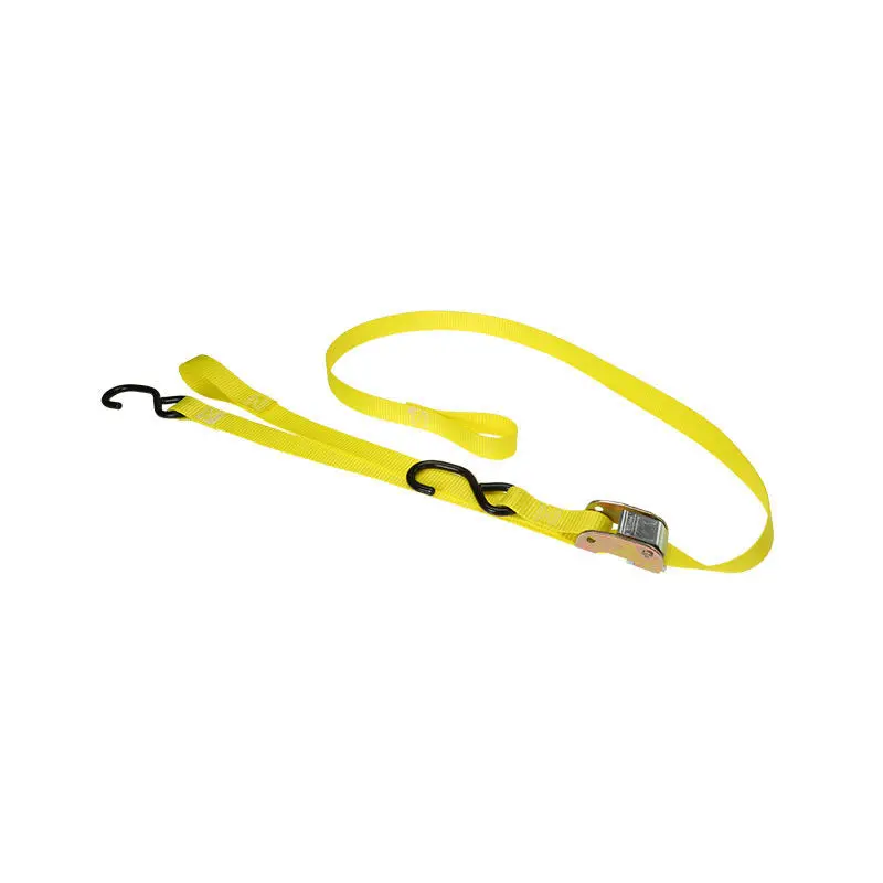 1" x 6' Cam Buckle Handlebar Strap w/S-Hooks & Pull Loop Yellow