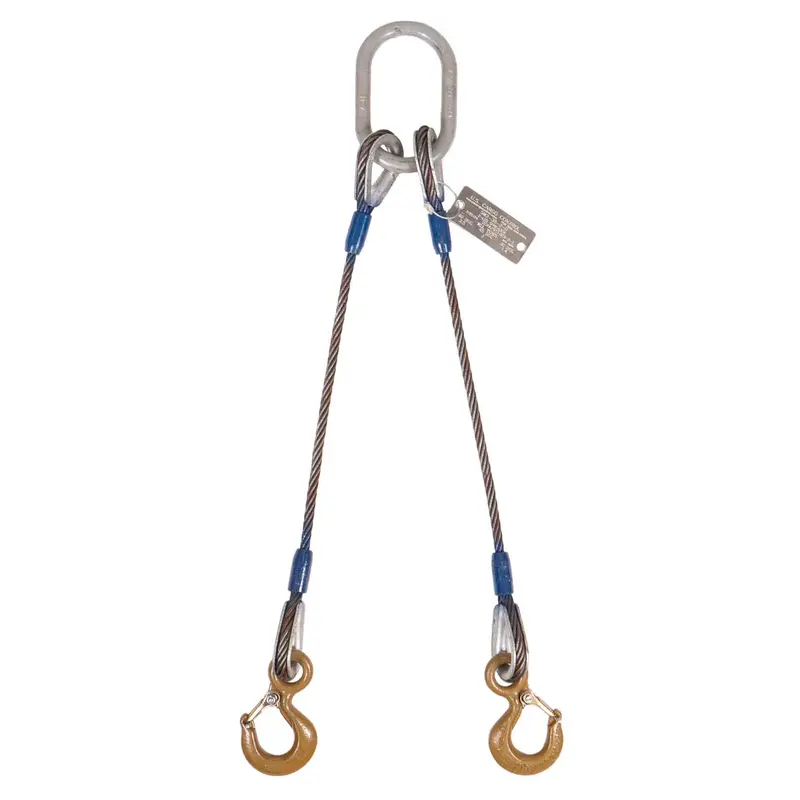 1/2" x 4' 2-Leg Wire Rope Bridle Sling with Crosby Eye Hooks | Domestic