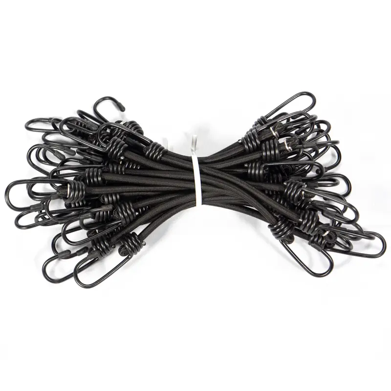 1/4" x 12" Black Bungee Cords (bundle of 25) - 6mm