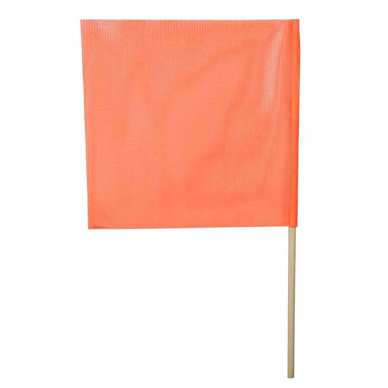 Orange Vinyl Coated Mesh Safety Flag w/32" Dowel: 18" x 18"- DOT Compliant