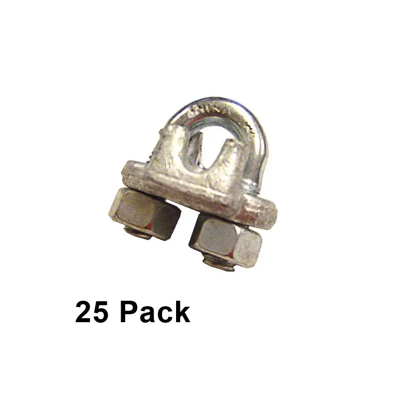 1/8" Galvanized Drop Forged Wire Rope Clips (25 pack)