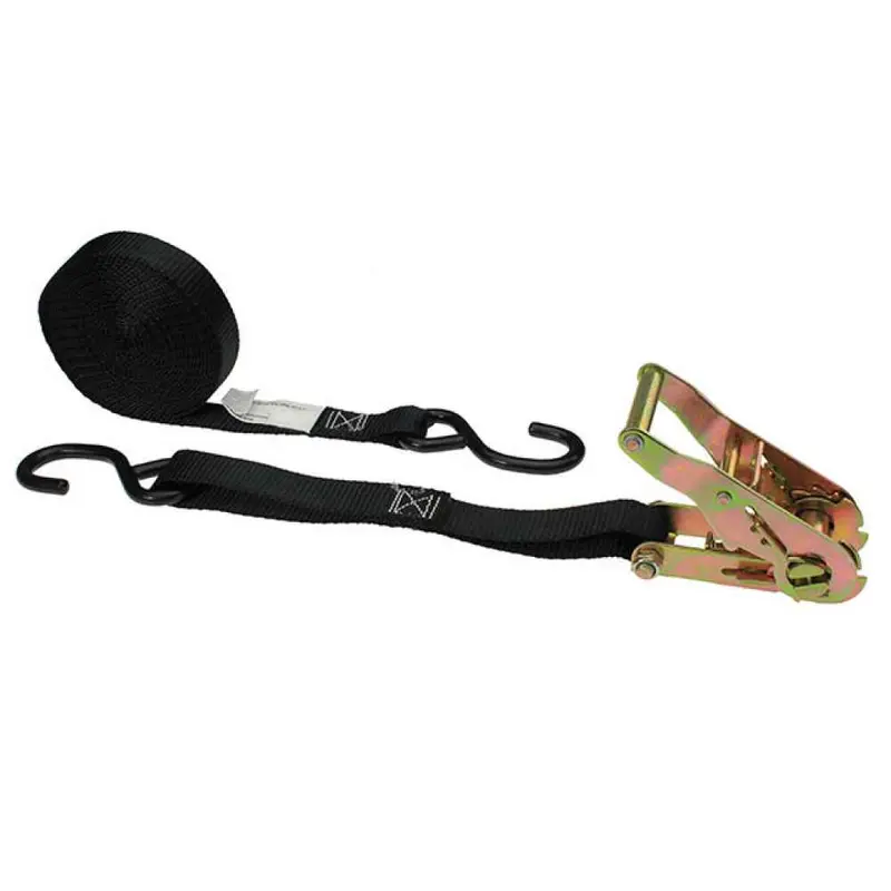 1" x 6' Ratchet Strap with S-hooks - Motorcycle Tie Down Straps | 2,500 lbs. BS