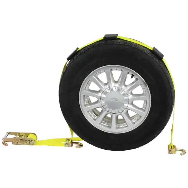 Wheel Strap with Swivel Hooks and Adjustable Rubber Blocks