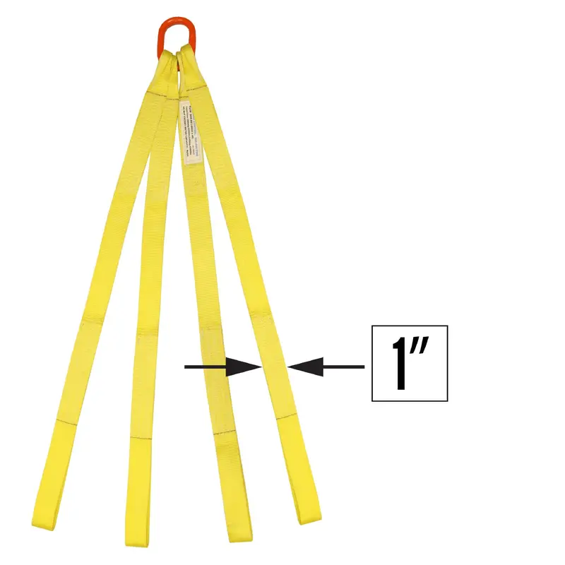 1"x18' (2 ply) Quad Leg Nylon Sling w/ Master Link & Sewn Loop
