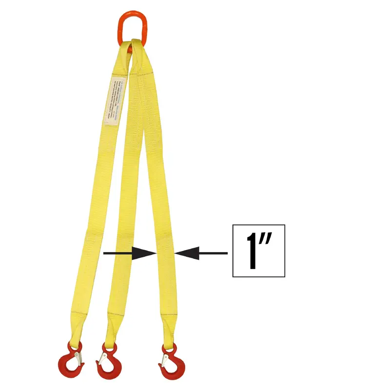1"x14' (1 ply) Triple Leg Nylon Sling w/ Master Link & Sling Hook