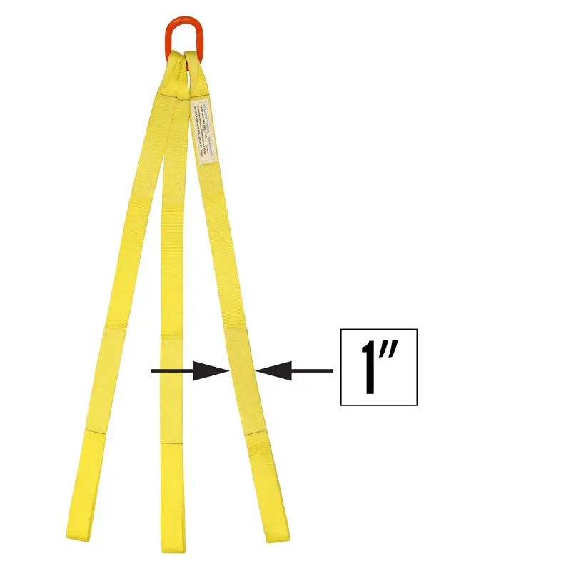 1"x3' (2 ply) Triple Leg Nylon Sling w/ Master Link & Sewn Loop