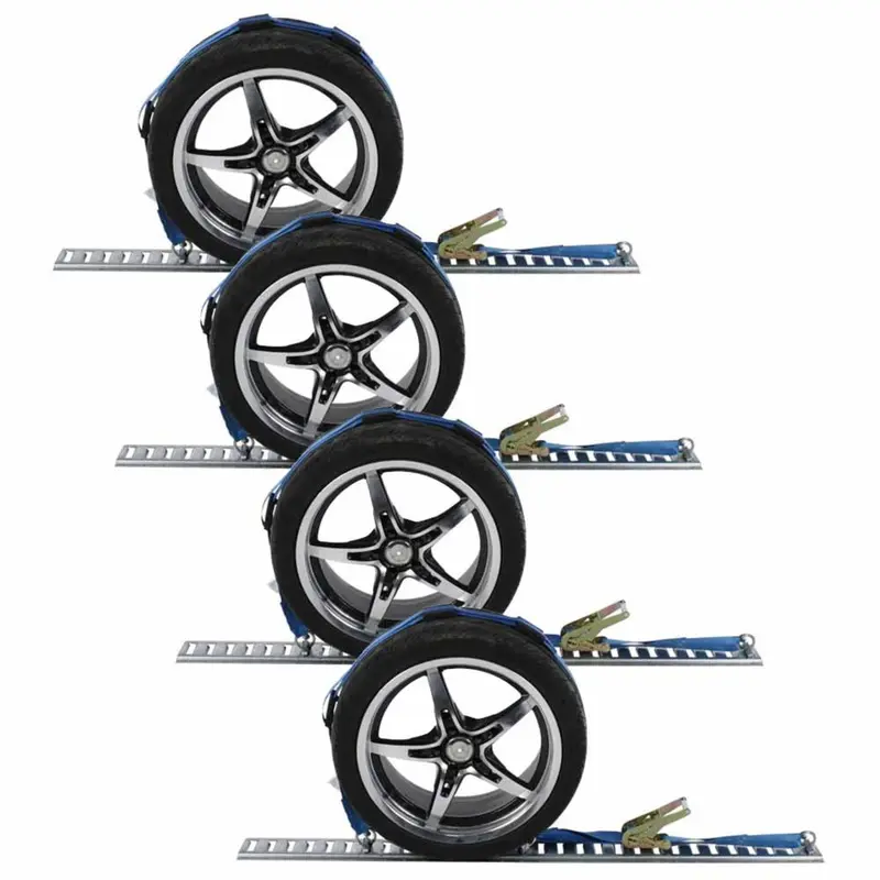 Wheel Strap with Etrack Fittings & 3 Rubber Blocks - 4 Pack