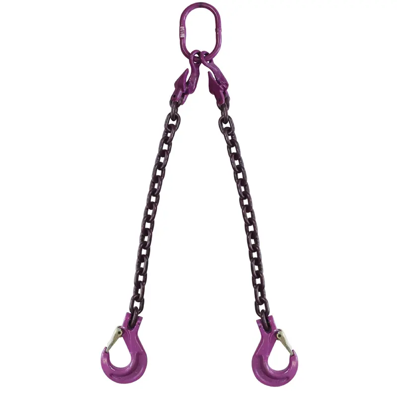1/2" x 10' - Adjustable 2 Leg Chain Sling w/ Sling Hooks - Grade 100