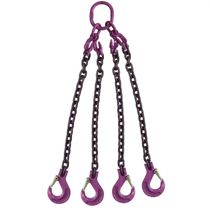 1/2" x 10' - Adjustable 4 Leg Chain Sling w/ Sling Hooks - Grade 100