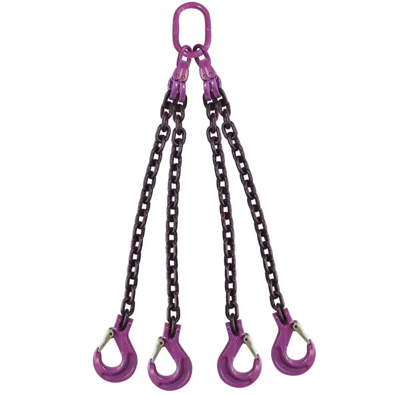 1/2" x 14' - 4 Leg Chain Sling w/ Sling Hooks - Grade 100