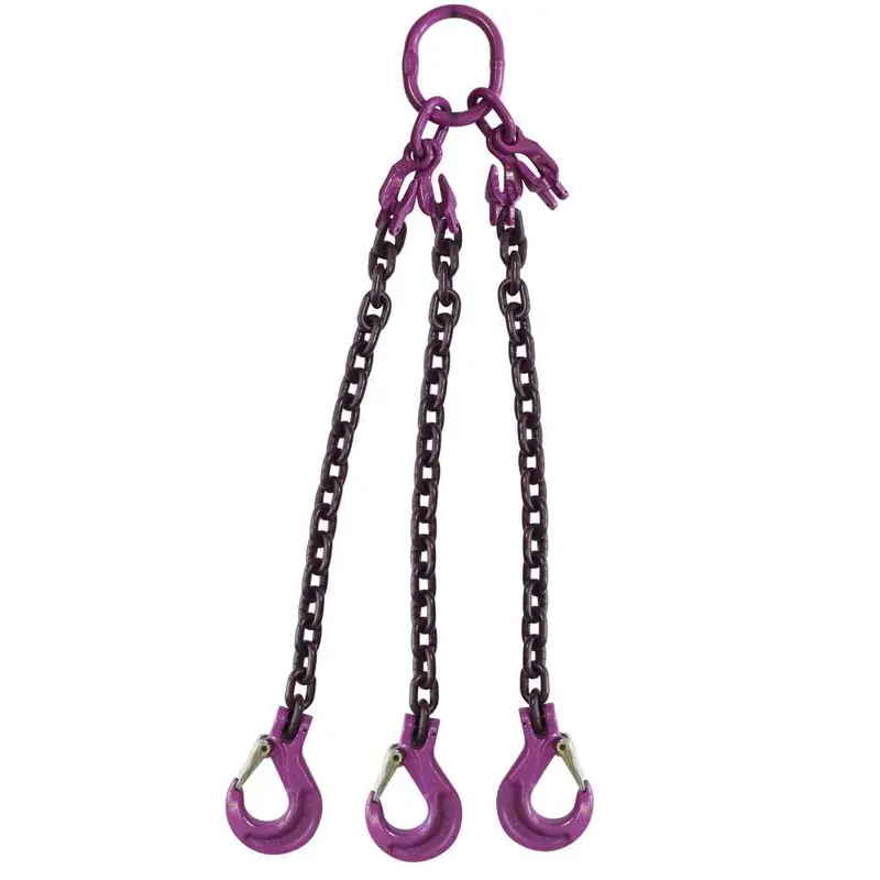 1/2" x 5' - Adjustable 3 Leg Chain Sling w/ Sling Hooks - Grade 100