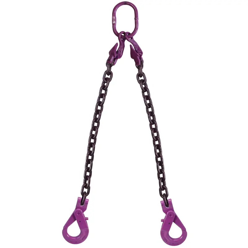 1/2" x 10' - Adjustable 2 Leg Chain Sling w/ Self-Locking Hooks - Grade 100