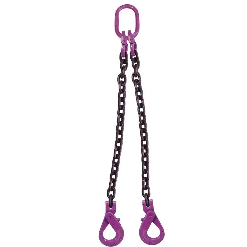 1/2" x 14' - 2 Leg Chain Sling w/ Self-Locking Hooks - Grade 100