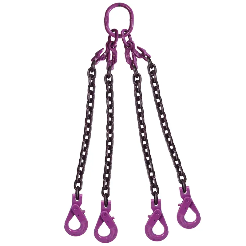1/2" x 15' - Adjustable 4 Leg Chain Sling w/ Self-Locking Hooks - Grade 100