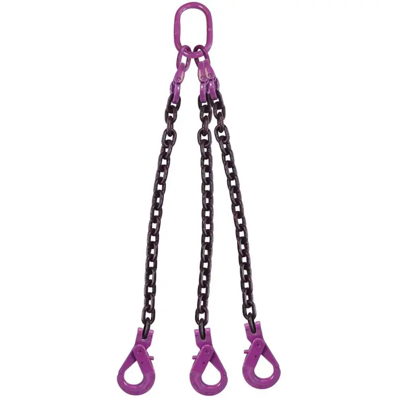 1/2" x 16' - 3 Leg Chain Sling w/ Self-Locking Hooks - Grade 100