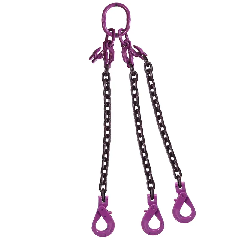 1/2" x 20' - Adjustable 3 Leg Chain Sling w/ Self-Locking Hooks - Grade 100