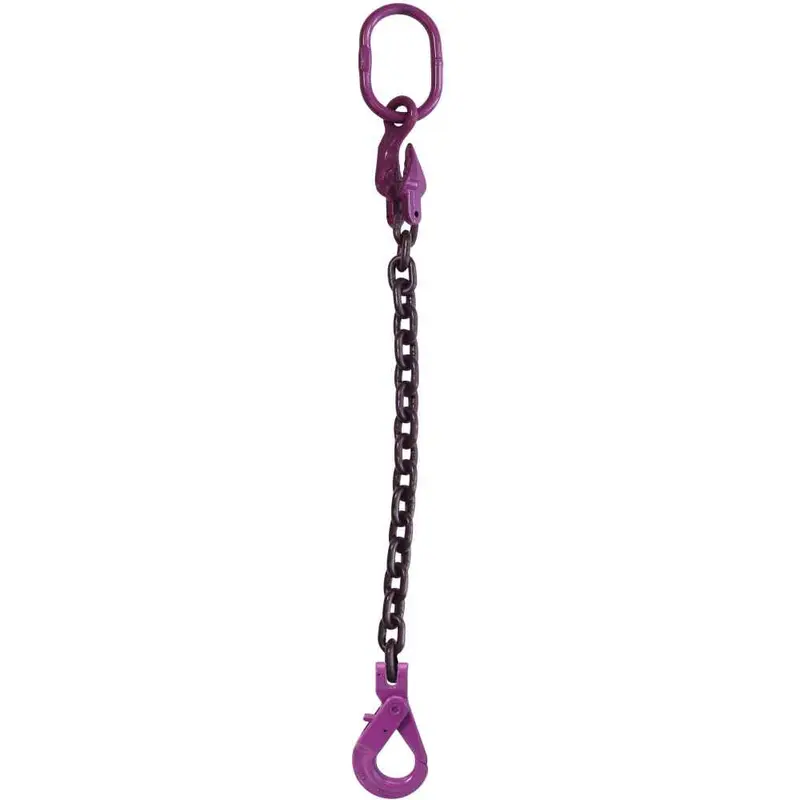 1/2" x 5' - Adjustable Single Leg Chain Sling w/ Self-Locking Hook - Grade 100