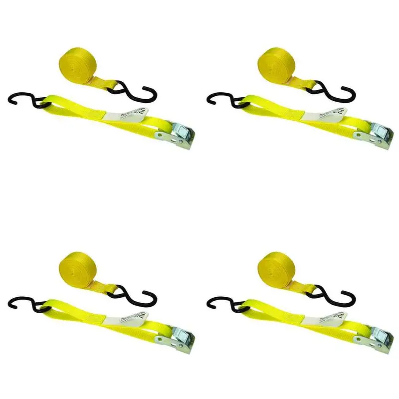 1" x 15' Cam Strap w/ S-Hooks - 4 Pack