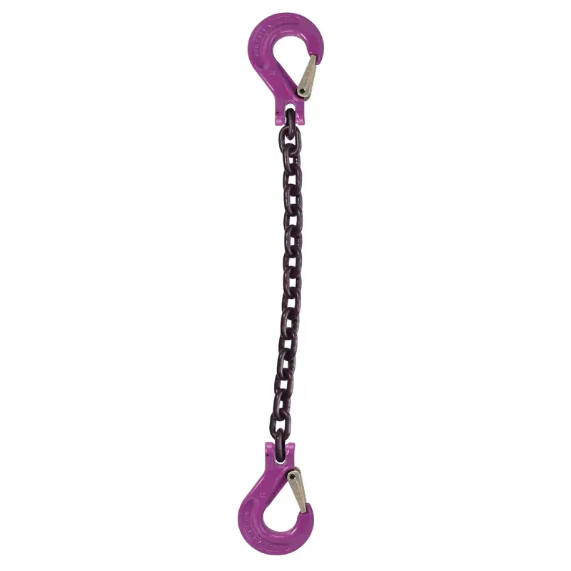 1/2" x 16' - Single Leg Chain Sling w/ Sling & Sling Hooks - Grade 100