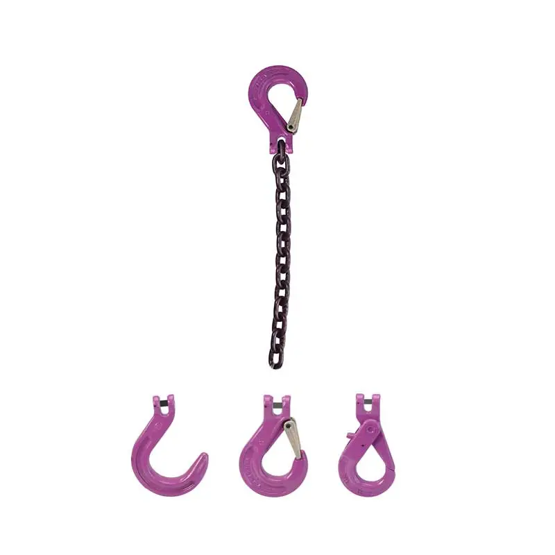 1/2" x 3' - Single Leg Chain Sling w/ Sling & Foundry Hooks - Grade 100