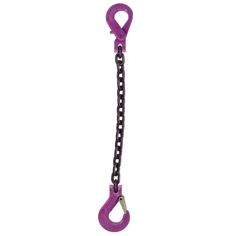 1/2" x 8' - Single Leg Chain Sling w/ Sling & Self-Locking Hooks - Grade 100