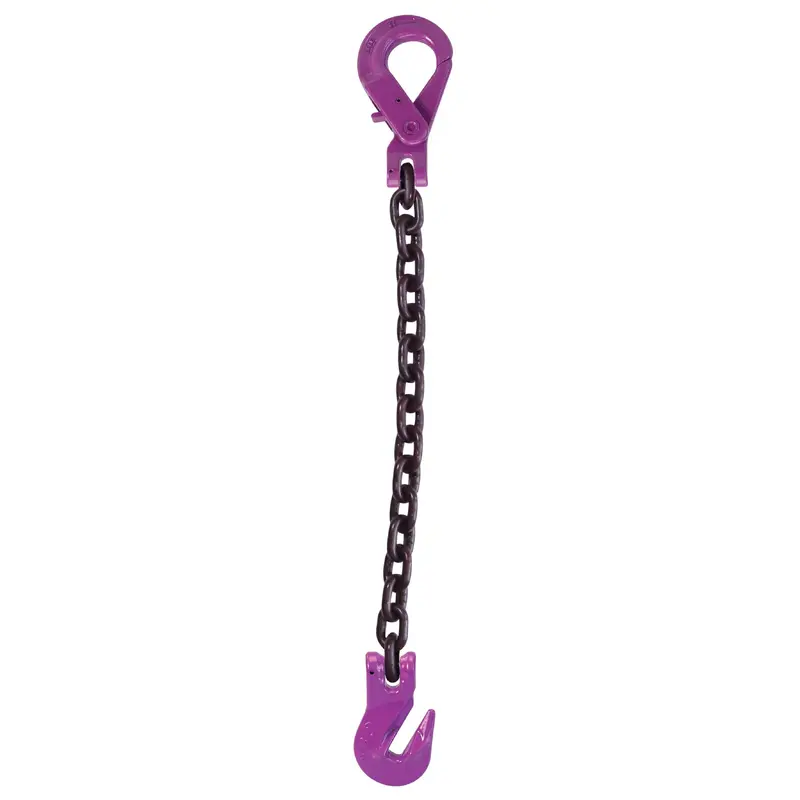 1/2" x 16' - Single Leg Chain Sling w/ Grab & Self-Locking Hooks - Grade 100