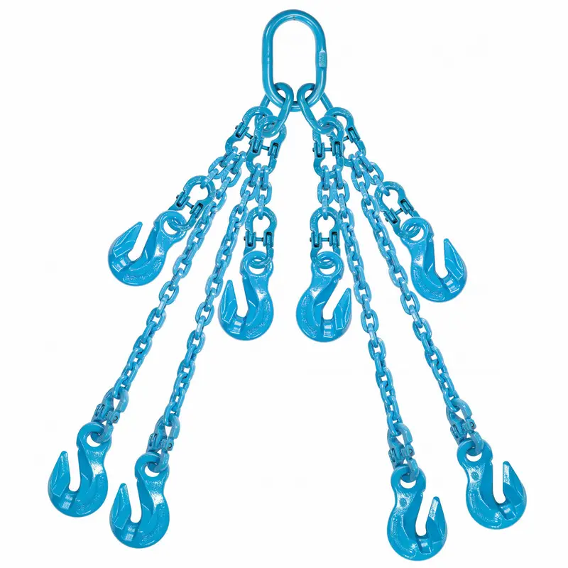 1/2" x 10' - Pewag  Adjustable 4 Leg Chain Sling w/ Grab Hooks - Grade 120