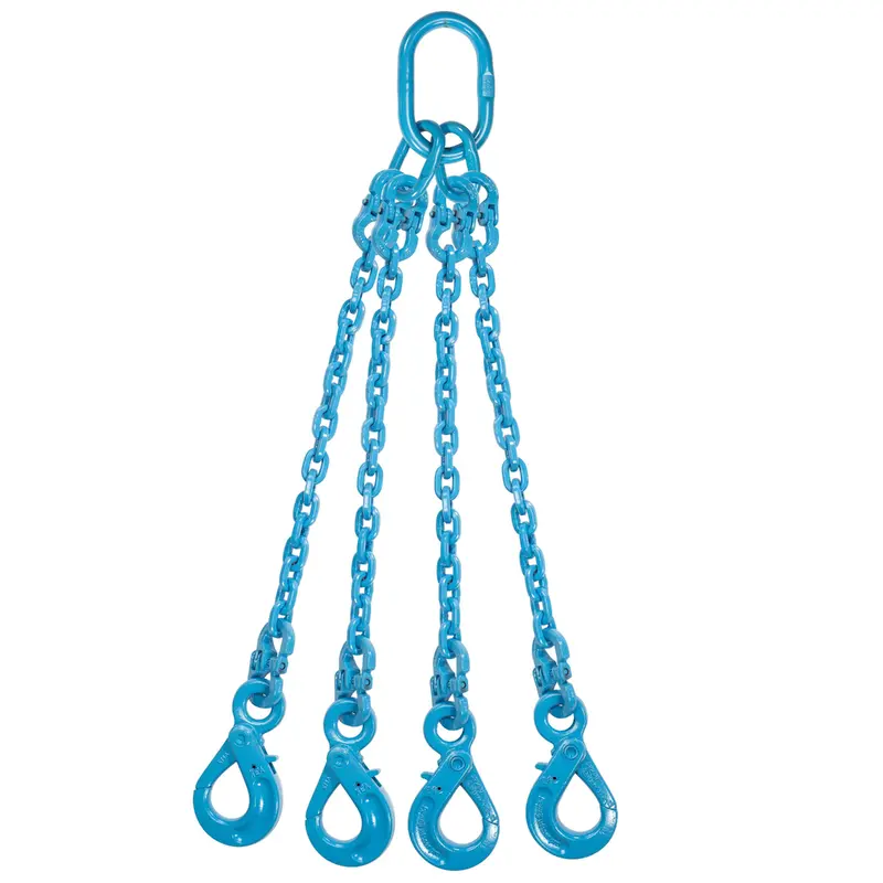 1/2" x 12' - Pewag 4 Leg Chain Sling w/ Self-Locking Hooks - Grade 120