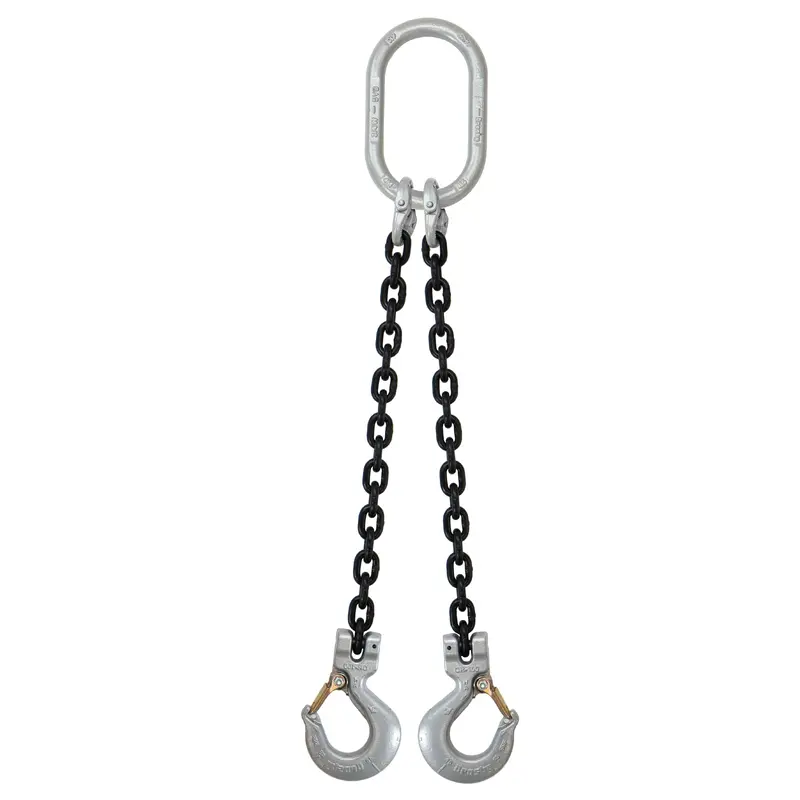 1/2" x 20' - Domestic 2 Leg Chain Sling with Crosby Sling Hooks - Grade 100