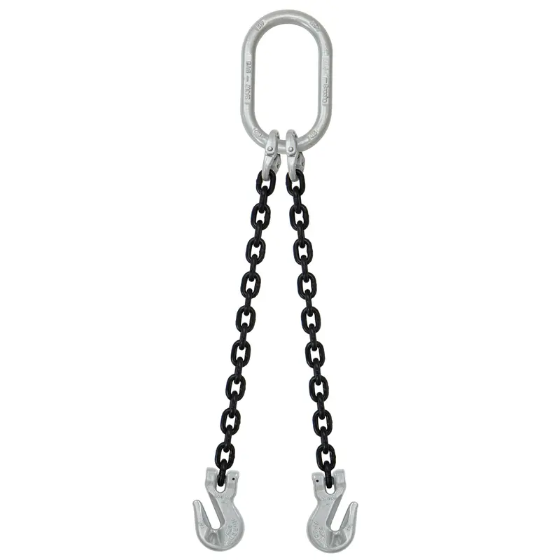 1/2" x 3' - Domestic 2 Leg Chain Sling with Crosby Grab Hooks - Grade 100