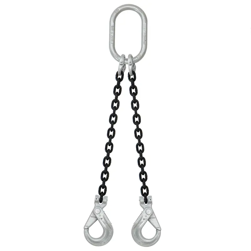 1/2" x 6' - Domestic 2 Leg Chain Sling with Crosby Self-Locking Hooks - Grade 100